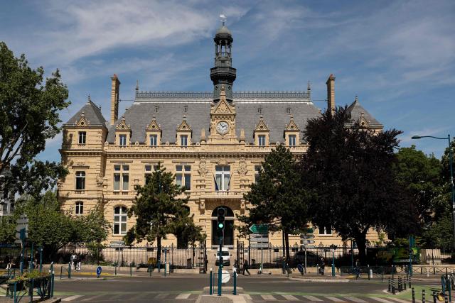 This photograph shows a general view of the Pantin City Hall in Pantin, suburb of Paris on April 26, 2026. (Photo by Charlotte SIEMON / AFP)