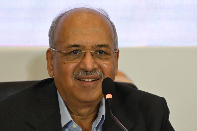 Sun Pharmaceutical Executive Chairman Dilip Shanghvi addresses a press conference in Mumbai on April 27, 2026. India's Sun Pharmaceutical on April 27 said it had agreed to buy women's healthcare firm Organon in a deal that values the US drugmaker at $11.75 billion. (Photo by Punit PARANJPE / AFP)