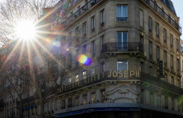 (FILES) This photograph shows a view of a Gibert Joseph bookstore in the Latin Quarter of Paris on February 1, 2025. The Gibert group, which claims to be France’s leading independent bookseller, announced on April 27, 2026, that it will seek court-ordered receivership due to economic difficulties linked in particular to the "decline of the new book market". (Photo by Sйbastien DUPUY / AFP)