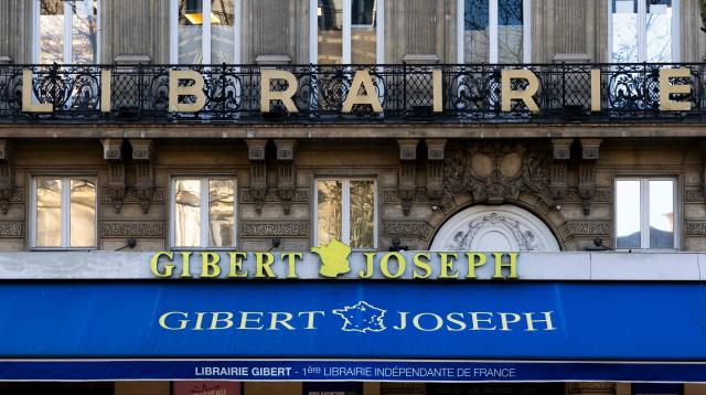 (FILES) This photograph shows a view of a Gibert Joseph bookstore in the Latin Quarter of Paris on February 1, 2025. The Gibert group, which claims to be France’s leading independent bookseller, announced on April 27, 2026, that it will seek court-ordered receivership due to economic difficulties linked in particular to the "decline of the new book market". (Photo by Sйbastien DUPUY / AFP)