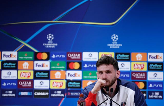 Paris Saint-Germain's Georgian forward #07 Khvicha Kvaratskhelia gives a press conference of French football club Paris Saint-Germain a day ahead of their UEFA Champions League semi-final match against German club FC Bayern Munich at the PSG Campus in Poissy, north-west of Paris, on April 27, 2026. (Photo by FRANCK FIFE / AFP)
