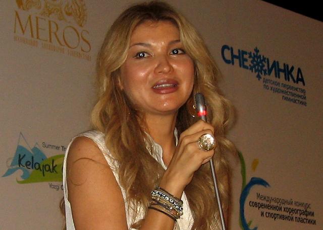 (FILES) Gulnara Karimova, the eldest daughter of Uzbekistan's president Islam Karimov, speaks during a press conference at her foundations summer camp for young Uzbek journalists with trainers invited from Europe in the town of Chirchik, outside the Uzbek capital near Tashkent, on August 17, 2012. The money laundering trial in Switzerland of Gulnara Karimova, daughter of the former Uzbek president, and of the Swiss private bank Lombard Odier opened on April 27, 2026, in the absence of its central figure, who has been sentenced to prison in her own country. (Photo by MUHAMMAD SHARIF / AFP)