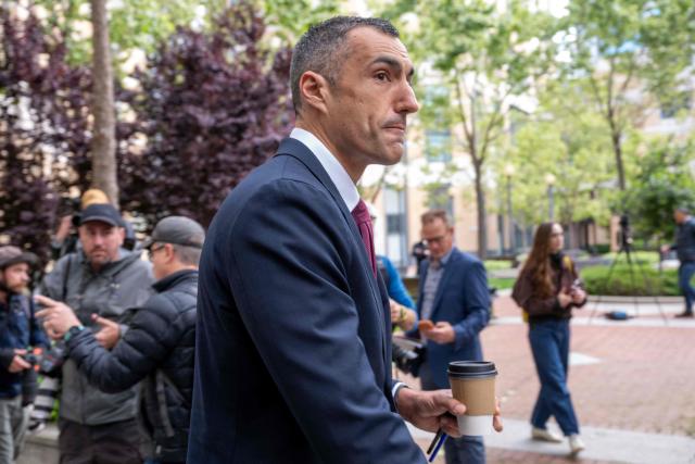 Attorney David Wiener arrives at the Ronald V. Dellums US Courthouse in Oakland, California, on April 27, 2026, for the start of the Elon Musk vs. OpenAI trial. Jury selection is to begin in a high-profile legal battle between billionaire Elon Musk and artificial intelligence startup OpenAI, which he accuses of betraying its non-profit mission. While the lawsuit filed by Musk is part of a feud between him and OpenAI chief executive Sam Altman, it spotlights a debate whether AI should ultimately benefit the privileged few or society as a whole. (Photo by Karl Mondon / AFP)