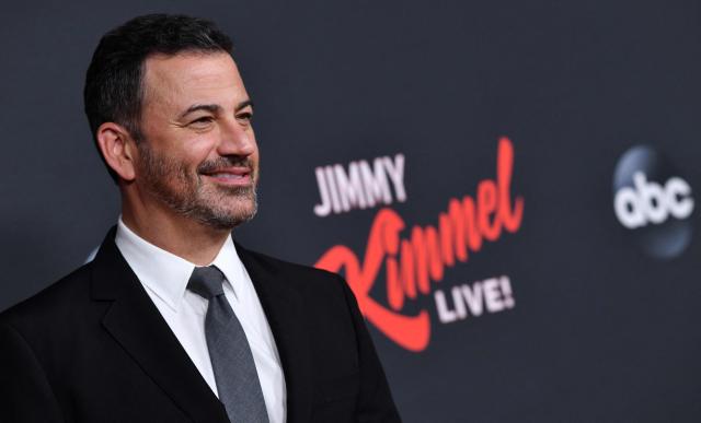 (FILES) US television host Jimmy Kimmel arrives for "An Evening With Jimmy Kimmel" at the Roosevelt hotel in Hollywood on August 7, 2019. Donald Trump called for US comedian Jimmy Kimmel to be sacked for likening First Lady Melania Trump to an "expectant widow," in a joke made days before a shooting at a dinner attended by the president. "Jimmy Kimmel should be immediately fired by Disney and ABC" over the "despicable call to violence", Trump said on April 27, 2026 in a post on Truth Social, hours after Melania Trump also criticized the comment. (Photo by Chris Delmas / AFP)
