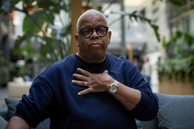 Trumpet player and composer Terence Blanchard gestures during an AFP interview before a concert in tribute to Miles Davis and John Coltrane, at which he will perform with Ravi Coltrane in Wroclaw as part of the Jazz nad Odra festival, on April 26, 2026. Their show is one of a series of concerts honoring Davis and Coltrane, which will culminate in a grand crescendo at the historic Grand Rex in Paris, from which both drew significant inspiration. (Photo by Wojtek RADWANSKI / AFP)