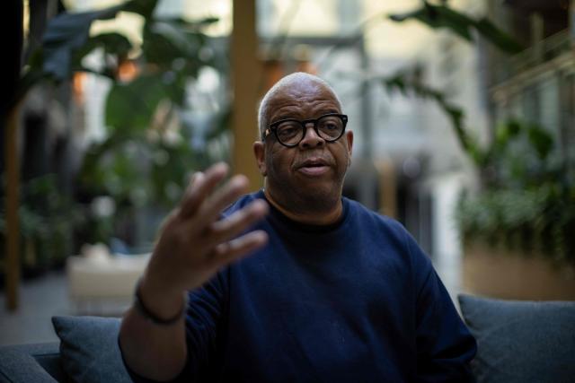 Trumpet player and composer Terence Blanchard gestures during an AFP interview before a concert in tribute to Miles Davis and John Coltrane, at which he will perform with Ravi Coltrane in Wroclaw as part of the Jazz nad Odra festival, on April 26, 2026. Their show is one of a series of concerts honoring Davis and Coltrane, which will culminate in a grand crescendo at the historic Grand Rex in Paris, from which both drew significant inspiration. (Photo by Wojtek RADWANSKI / AFP)