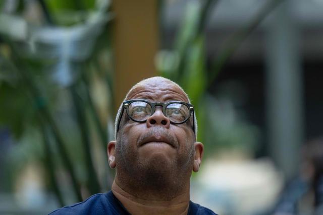 Trumpet player and composer Terence Blanchard looks on during an AFP interview before a concert in tribute to Miles Davis and John Coltrane, at which he will perform with Ravi Coltrane in Wroclaw as part of the Jazz nad Odra festival, on April 26, 2026. Their show is one of a series of concerts honoring Davis and Coltrane, which will culminate in a grand crescendo at the historic Grand Rex in Paris, from which both drew significant inspiration. (Photo by Wojtek RADWANSKI / AFP)