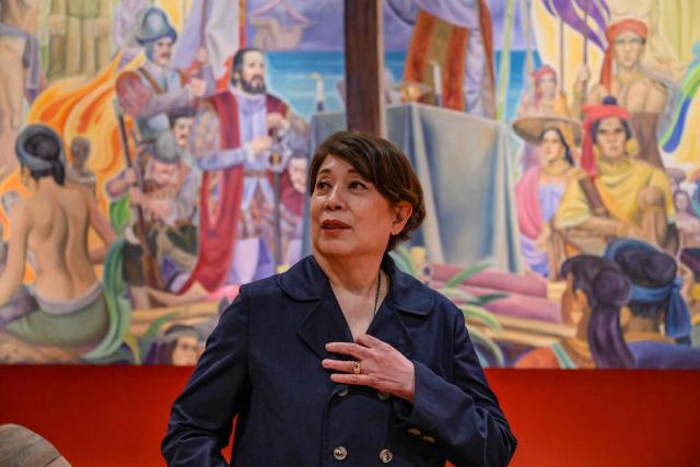 This photo taken on April 21, 2026 shows Museo del Galeon President Doris Magsaysay-Ho at the Museo del Galeon in Manila. A full-size replica of a Spanish galleon stares out into Manila Bay, the centrepiece of a museum that will transport visitors back to the 17th century, when conscripted Philippine mariners birthed the era of globalisation. (Photo by Jam STA ROSA / AFP) / To go with AFP story Philippines-history-culture-Spain-shipping, FOCUS by Cecil MORELLA