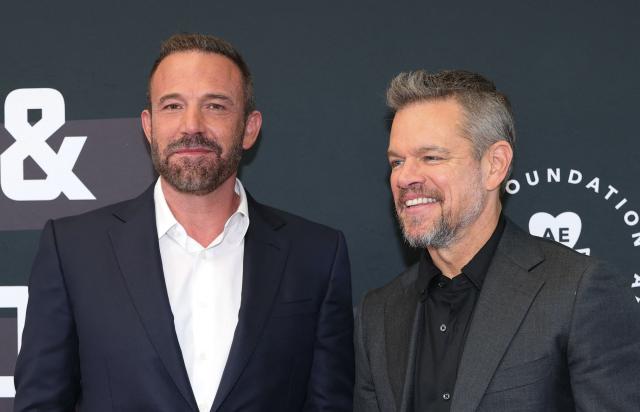 US actor Ben Affleck (L) and US actor Matt Damon attend non-profit organization Bring Change to Mind's "Revels and Revelations Celebration" at the Fort Mason Center for Arts and Culture in San Francisco, California, on April 27, 2026. (Photo by Christopher VICTORIO / AFP)