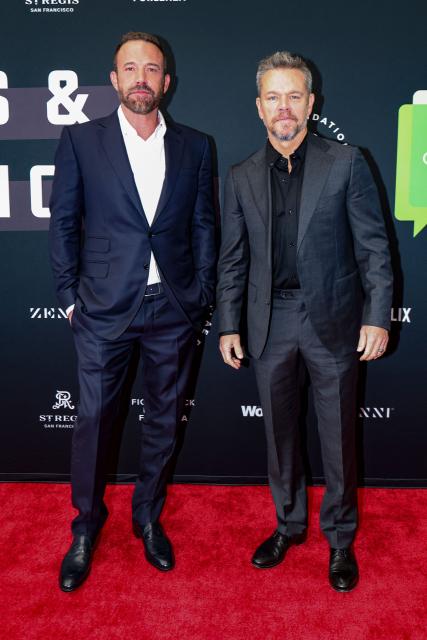 US actors Ben Affleck (L) and Matt Damon attend the nonprofit Bring Change to Mind’s "Revels and Revelations Celebration" at the Fort Mason Center for Arts and Culture in San Francisco, California, on April 27, 2026. (Photo by Christopher VICTORIO / AFP)