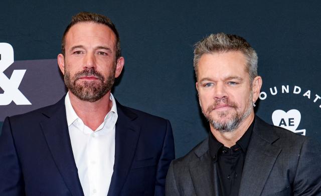 US actors Ben Affleck (L) and Matt Damon attend the nonprofit Bring Change to Mind’s "Revels and Revelations Celebration" at the Fort Mason Center for Arts and Culture in San Francisco, California, on April 27, 2026. (Photo by Christopher VICTORIO / AFP)