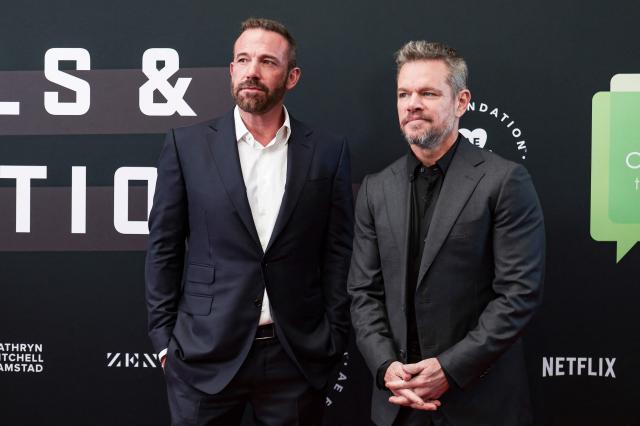 US actors Ben Affleck (L) and Matt Damon attend the nonprofit Bring Change to Mind’s "Revels and Revelations Celebration" at the Fort Mason Center for Arts and Culture in San Francisco, California, on April 27, 2026. (Photo by Christopher VICTORIO / AFP)