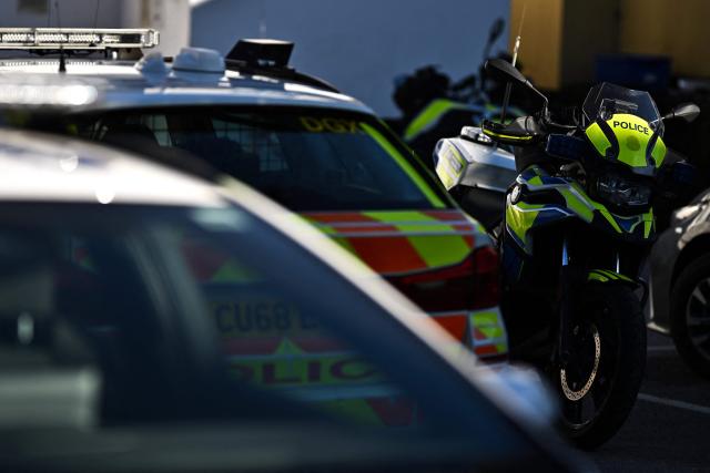 Metropolitan Police interceptor vehicles are pictured ahead of a patrol in central London on April 25, 2026. London's police force has invested heavily in clamping down on the phenomenon which has led the metropolis to be dubbed Europe's phone theft capital. (Photo by Ben STANSALL / AFP) / TO GO WITH Britain-police-theft-crime,REPORTAGE by Kimberley MANNION