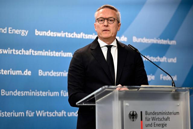 German Minister for Digitalization and State Modernization Karsten Wildberger addresses a press conference on the conclusion of the expert commission 'Competition and Artificial Intelligence' in Berlin on April 28, 2026. (Photo by Tobias SCHWARZ / AFP)