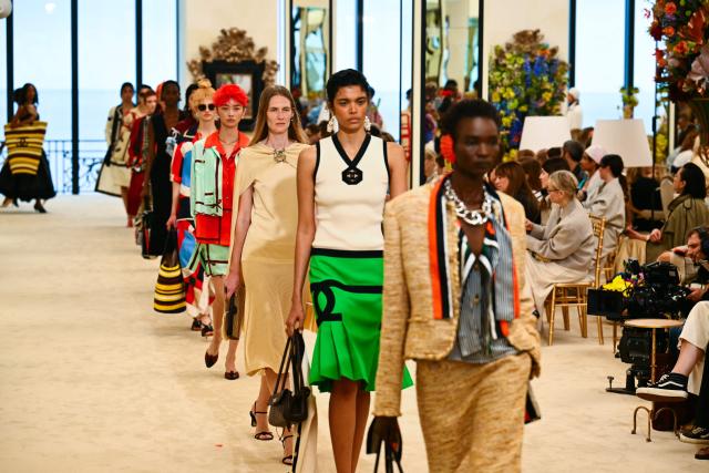 Models present creations for the Chanel Cruise 2026/2027 collection in Biarritz on April 28, 2026. (Photo by GAIZKA IROZ / AFP)