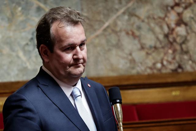 Libertes, Independants, Outre-Mer et Territoires' MP Laurent Mazaury speaks during a session of questions to the government at the National Assembly, French Parliament lower house, in Paris on April 28, 2026. (Photo by STEPHANE DE SAKUTIN / AFP)