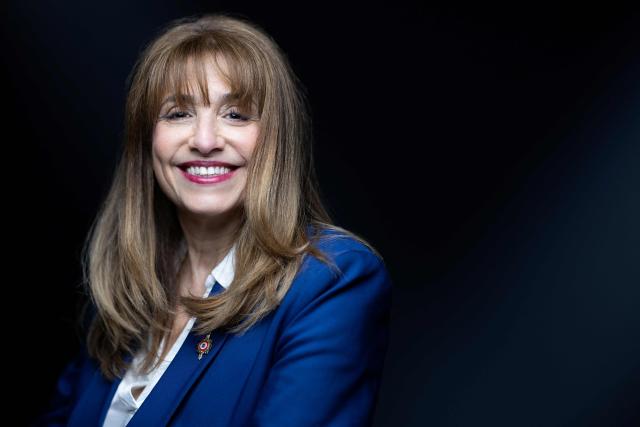 French Member of Parliament for the parliamentary group Ensemble pour la Republique (EPR, formerly Renaissance), Caroline Yadan poses during a photo session in Paris on April 28, 2026. (Photo by Joel Saget / AFP)