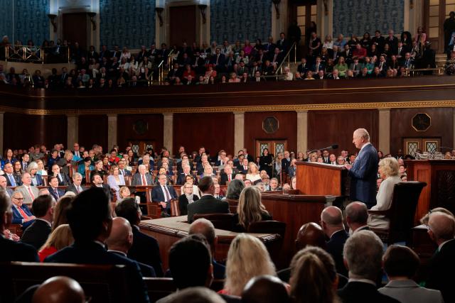 Britain's King Charles III speaks to a Joint Meeting of Congress in the House Chamber at the US Capitol in Washington, DC, on April 28, 2026. (Photo by Kylie Cooper / POOL / AFP)