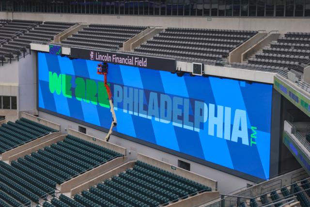 Lincoln Financial Field is seen in preparation for the 2026 FIFA World Cup in Philadelphia, on April 28, 2026. (Photo by ANGELA WEISS / AFP)