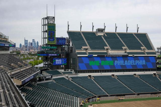 Lincoln Financial Field is seen in preparation for the 2026 FIFA World Cup in Philadelphia, on April 28, 2026. (Photo by ANGELA WEISS / AFP)