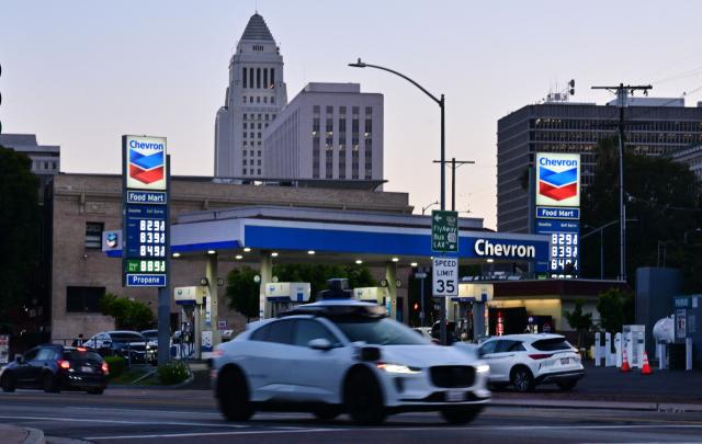 Gas prices exceeding $8 a gallon are seen listed at a Chevron gas station in Los Angeles, California, on April 28, 2026. Oil prices jumped on April 28 to their highest level since the US-Iran ceasefire, pressuring US stocks as lack of progress on an accord to reopen the Strait of Hormuz added to inflation worries. (Photo by Frederic J. BROWN / AFP)