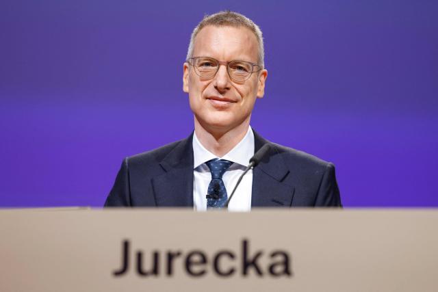 Chief Executive Officer (CEO) of Munich Re Group, Christoph Jurecka attends the Annual General Meeting (AGM) of the reinsurer at the headquarters in Munich, southern Germany, on April 29, 2026. (Photo by Michaela STACHE / AFP)