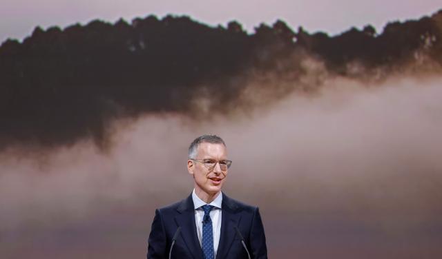 Chief Executive Officer (CEO) of Munich Re Group, Christoph Jurecka speaks during the Annual General Meeting (AGM) of the company at the headquarters in Munich, southern Germany, on April 29, 2026. (Photo by Michaela STACHE / AFP)
