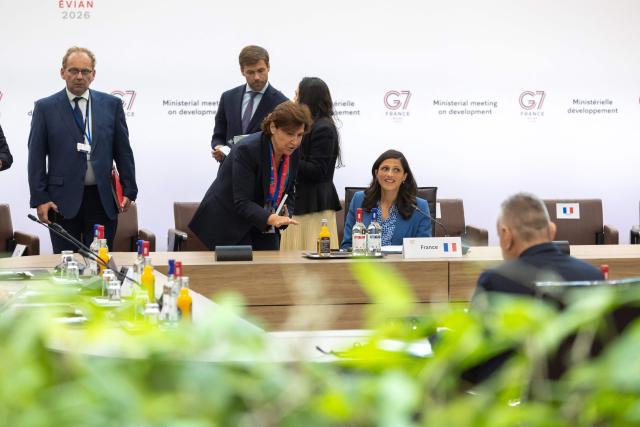 French Minister Delegate for Francophonie Eleonore Caroit takes part in the G7 Environment Ministers' meeting in Paris on April 29, 2026. The G7 Development Ministers’ Meeting takes place on 29 and 30 April 2026 in Paris. (Photo by Christophe PETIT TESSON / POOL / AFP)