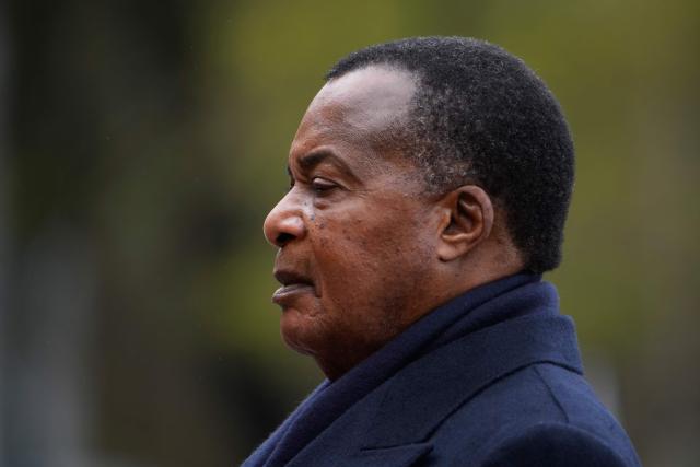 Congo-Brazzaville's President Denis Sassou N'Guesso attends a wreath-laying ceremony at the Tomb of the Unknown Soldier by the Kremlin Wall in Moscow on April 29, 2026. (Photo by Pavel Bednyakov / POOL / AFP)
