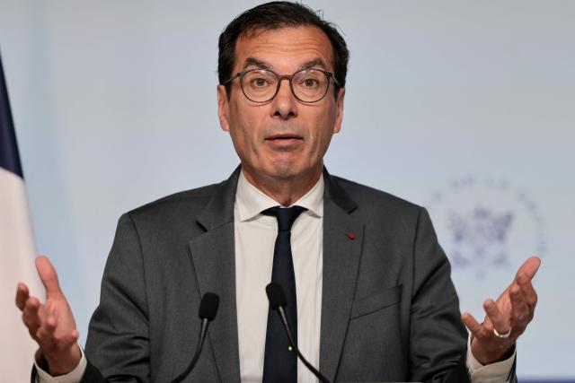 France's Labour Minister Jean-Pierre Farandou speaks during a press conference following the cabinet meeting in Paris on April 29, 2026. The weekly cabinet meeting was held in the central France city of Montluçon on April 22, 2026. (Photo by Ludovic MARIN / AFP)
