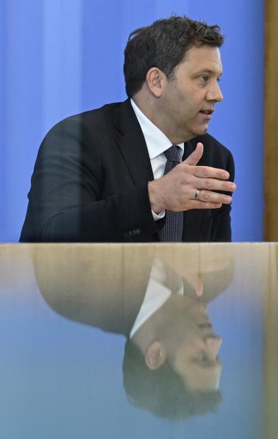 German Finance Minister and Vice Chancellor Lars Klingbeil gives a press conference to present the government's 2027 budget and the financial plan for 2028 to 2030, on April 29, 2026 in Berlin. (Photo by John MACDOUGALL / AFP)