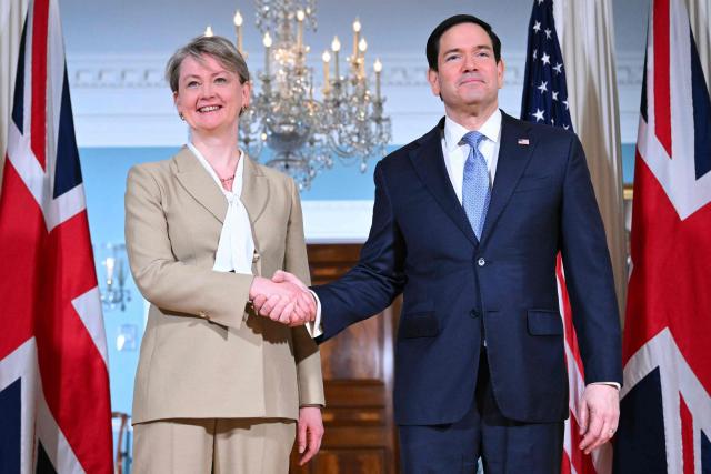 US Secretary of State Marco Rubio meets with UK Foreign Secretary Yvette Cooper at the State Department in Washington, DC, on April 29, 2026. (Photo by Mandel NGAN / AFP)