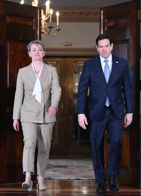 US Secretary of State Marco Rubio meets with UK Foreign Secretary Yvette Cooper at the State Department in Washington, DC, on April 29, 2026. (Photo by Mandel NGAN / AFP)