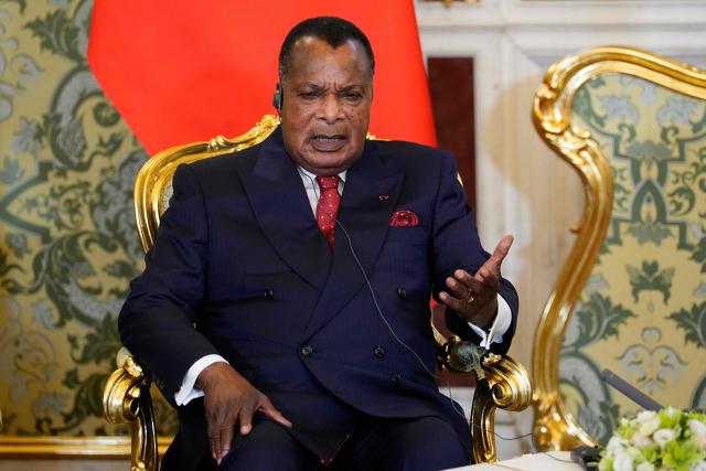 Congo-Brazzaville's President Denis Sassou N'Guesso speaks during a meeting with his Russian counterpart in Moscow on April 29, 2026. (Photo by Alexander Zemlianichenko / POOL / AFP)