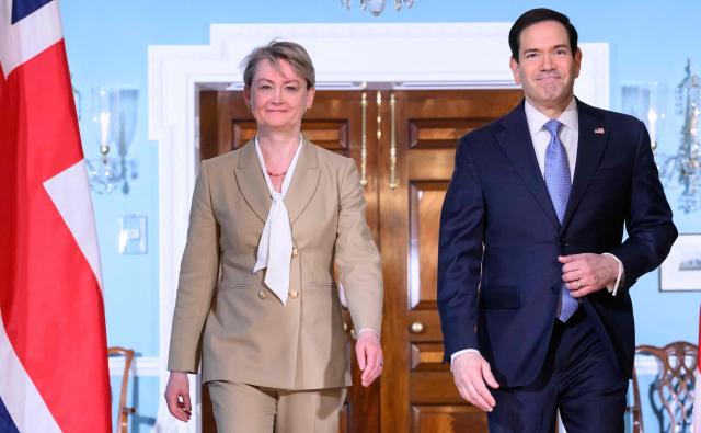US Secretary of State Marco Rubio meets with UK Foreign Secretary Yvette Cooper at the State Department in Washington, DC, on April 29, 2026. (Photo by Mandel NGAN / AFP)