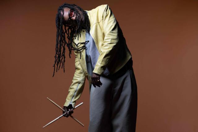 French drummer Veeko Morlet poses during a photo session in Paris on April 29, 2026. (Photo by JOEL SAGET / AFP)