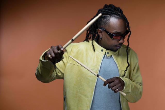 French drummer Veeko Morlet poses during a photo session in Paris on April 29, 2026. (Photo by Joel Saget / AFP)