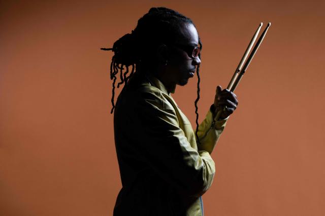 French drummer Veeko Morlet poses during a photo session in Paris on April 29, 2026. (Photo by Joel Saget / AFP)