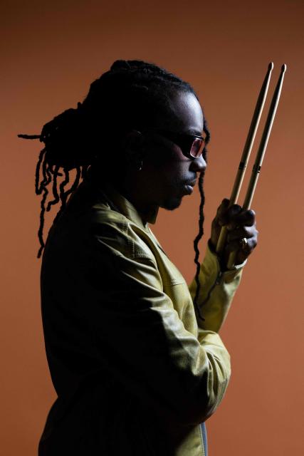 French drummer Veeko Morlet poses during a photo session in Paris on April 29, 2026. (Photo by Joel Saget / AFP)