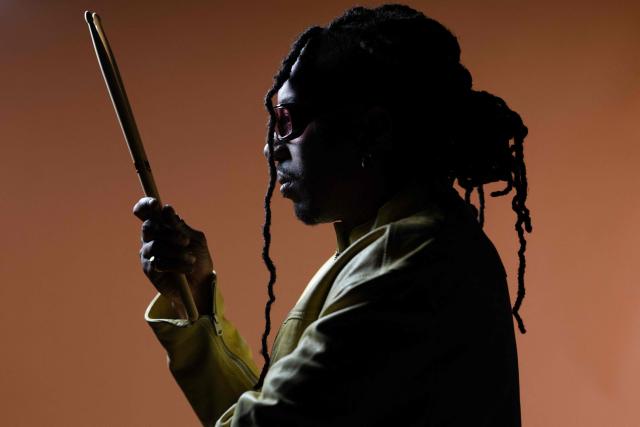 French drummer Veeko Morlet poses during a photo session in Paris on April 29, 2026. (Photo by Joel Saget / AFP)