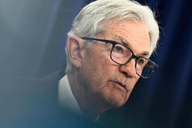 US Federal Reserve Chair Jerome Powell speaks during a press conference after announcing monetary policy decision at the Federal Reserve Board Building in Washington, DC, on April 29, 2026. A divided US Federal Reserve kept interest rates unchanged for a third straight meeting Wednesday on high uncertainty from the Middle East war, in what was likely its last gathering helmed by Jerome Powell. (Photo by Kent NISHIMURA / AFP)