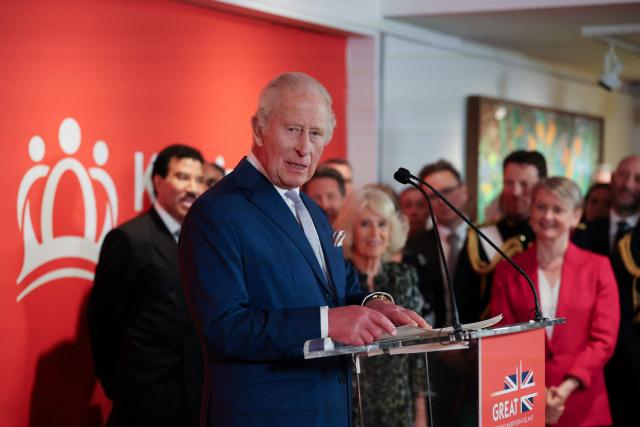 Britain's King Charles III speaks during the Greater Together Reception, partner of King’s Trust at Christie's in New York, on April 29, 2026. (Photo by Suzanne Plunkett / POOL / AFP)