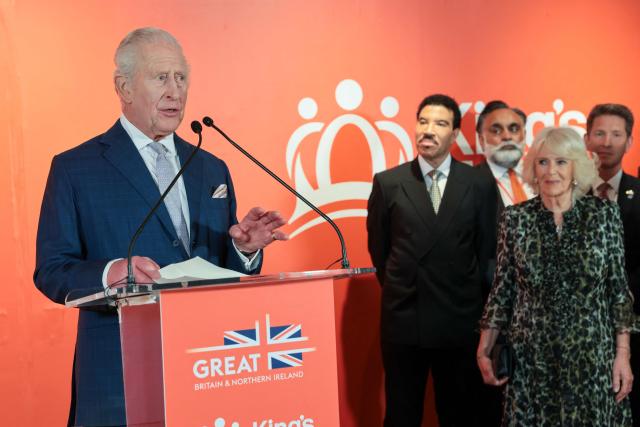 Britain's King Charles III speaks during the Greater Together Reception, partner of King’s Trust at Christie's in New York, on April 29, 2026. (Photo by Spencer Platt / POOL / AFP)