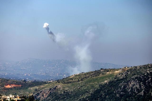 A photograph taken from the southern Lebanese area of Marjeyoun shows the smoke traces of Israeli shelling as it targets the village of Yohmor on April 30, 2026. Lebanon's President urged Israel to fully implement a ceasefire before beginning direct talks, after Israeli strikes killed more than 20 people in the last two days. Israel has been fighting Hezbollah since early March, sending troops into south Lebanon to battle the Iran-backed militant group, with the violence ongoing despite a shaky April 17 truce. (Photo by AFP)