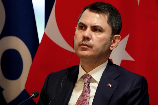 Turkey's Energy Minister and Chairman of COP 31 Murat Kurum looks on as he takes part in a conference on energy transition ahead of the 2026 United Nations conference on climate change COP31 at the IEA (International Energy Agency) in Paris on April 30, 2026. (Photo by Ludovic MARIN / AFP)