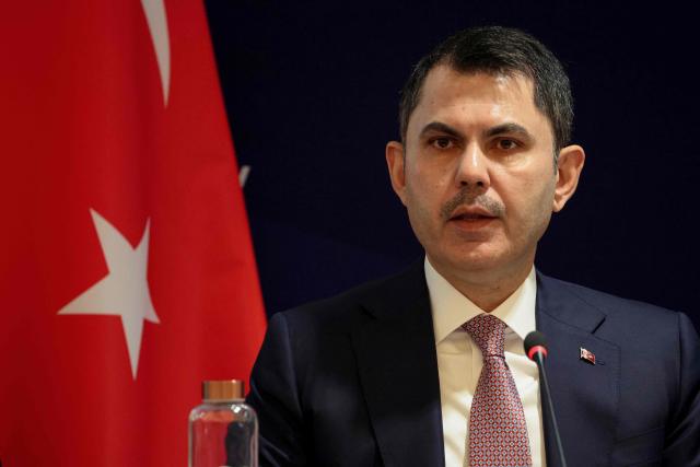 Turkey's Energy Minister and Chairman of COP 31 Murat Kurum speaks as he takes part in a conference on energy transition ahead of the 2026 United Nations conference on climate change COP31 at the IEA (International Energy Agency) in Paris on April 30, 2026. (Photo by Ludovic MARIN / AFP)