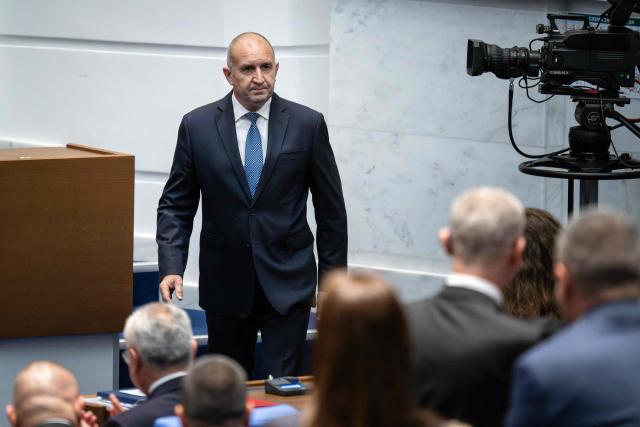 Progressive Bulgaria coalition's leader and former President Rumen Radev arrives in Bulgarian Parliament for the first session of the parliament following the snap election, in Sofia on April 30, 2026. Radev, an EU critic who wants renewed dialogue with Russia, won an absolute majority in the parliamentary elections held on April 19, 2026, and is set to become head of government. (Photo by Nikolay DOYCHINOV / AFP)