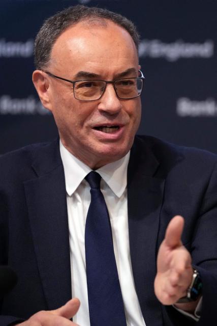 Bank of England Governor Andrew Bailey gestures as he speaks during the Monetary Policy Report press conference at the Bank of England (BoE) in London on April 30, 2026. (Photo by Kirsty Wigglesworth / POOL / AFP)