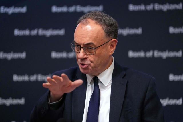 Bank of England Governor Andrew Bailey gestures as he speaks during the Monetary Policy Report press conference at the Bank of England (BoE) in London on April 30, 2026. (Photo by Kirsty Wigglesworth / POOL / AFP)