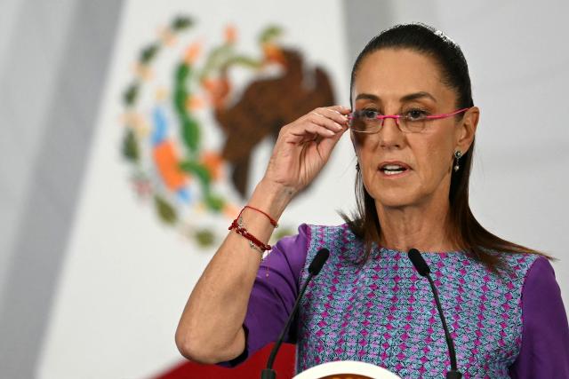 Mexico's President Claudia Sheinbaum speaks during her daily press conference at Palacio Nacional in Mexico City on April 30, 2026. Mexican federal prosecutors said on April 29 that they will open an investigation into the governor of Sinaloa state after US authorities brought narcotrafficking charges against Ruben Rocha Moya and several associates. (Photo by YURI CORTEZ / AFP)